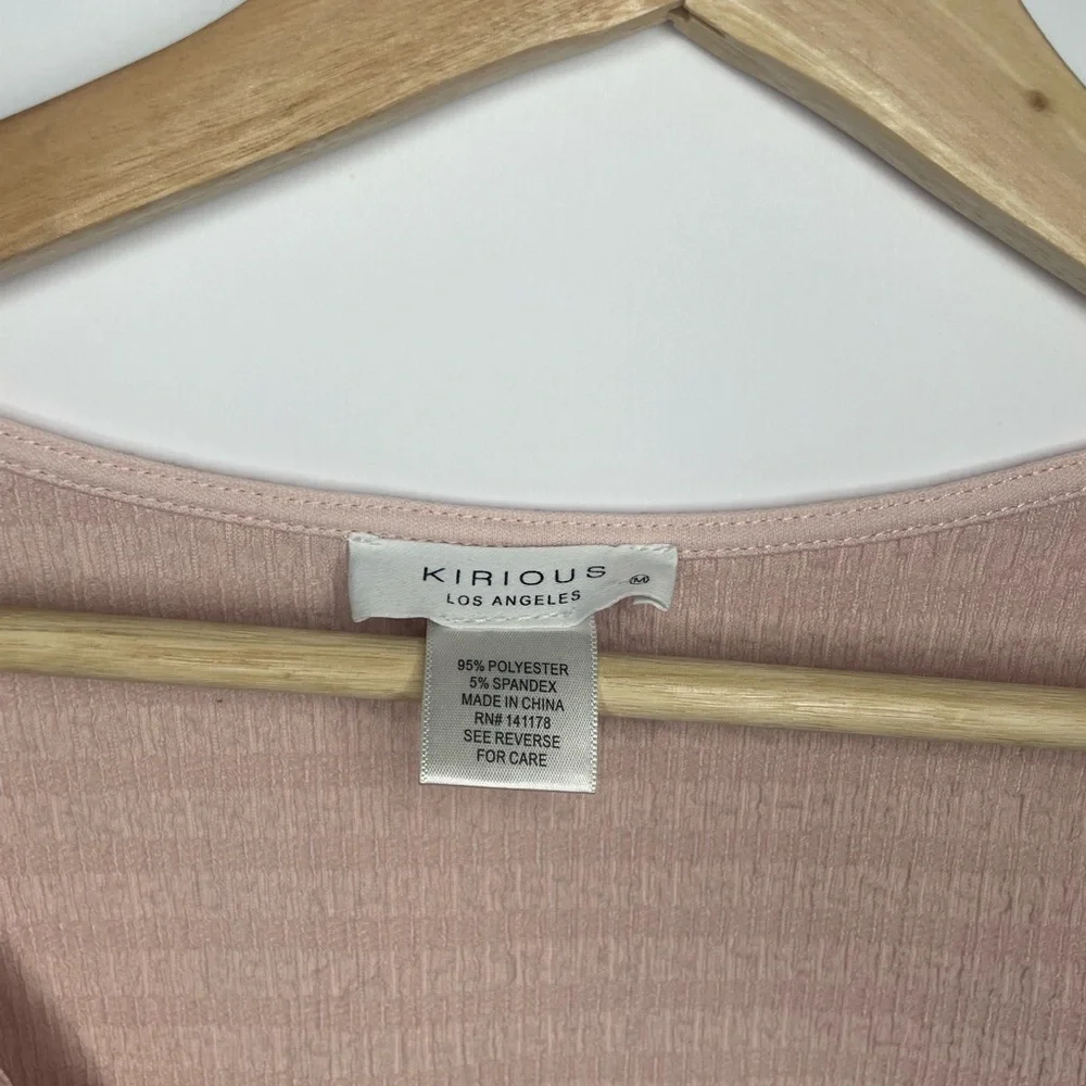 Square-Neck Ribbed Drawstring Top — Blush - Picture 3 of 4